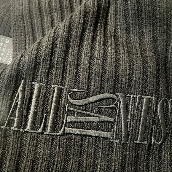 All Saints black rib mix knit scarf, wool blend NEW with tags, men women - Picture 2 of 4